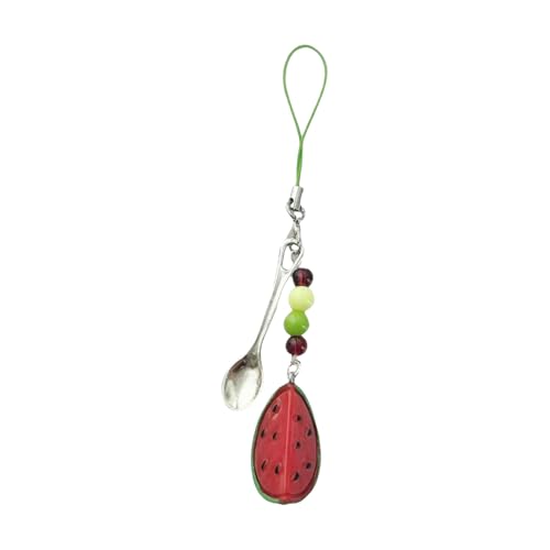 Lovely Resin Keychain with Watermelon Cheese Fruit Designs Phone Charm for Case Bag Strap Resin Phone Charm