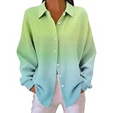 Uwdiohq Bluse Damen Sommer Langarm Damenblusen Mit Knopfleiste, Manschetten, Langen Ärmeln, Oversize Schnitt, Lässig, Kragen, Fürs Büro, Pfirsichfarben (Mr2, M) Samt Oberteil Blusen Für Frauen