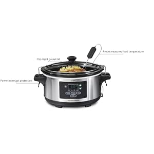 Hamilton Beach Portable 6 Quart Digital Programmable Slow Cooker Lock Dishwasher Safe Crock Lid Set Forget Stainless Steel