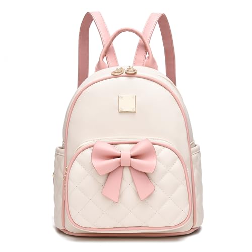 Image of I IHAYNER Mini Backpcak for Girls Small Bowknot Quilted Leather Backpack Purse for Women Cute Trendy Stuff Gifts for Kids (Pink)