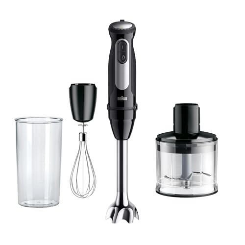 Braun MultiQuick 5 Pro MQ 55236 M, Mixeur Plongeant Technologie PowerBell Plus, 25 Vitesses & Turbo, Système Easy Click Plus, Hachoir 600ml, Fouet en Métal et Bécher 600ml Inclus, 1000W, Noir