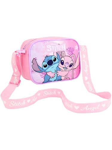 Disney Bolsa de ombro Lilo & Stitch Angel – Bolsa tiracolo feminina com alça ajustável – Acessório oficial de presente de personagem de desenho animado