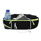Running Belt with Water Bottle Pouch, Waterproof Running Bag with Phone Holder Running Accessories Waist Packs, Running Belts for Women Men Waist Bag with Reflective Design