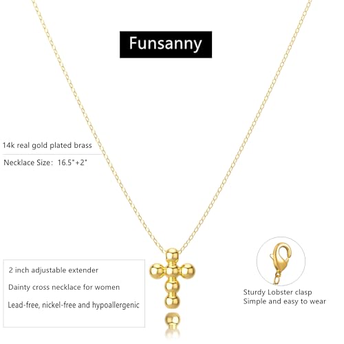 Cross Necklace for Women - Dainty Necklaces Trendy Small 14K Gold Plated Hypoallergenic Infinity Crown Cross Cubic Zirconia Pendant Box Rope Chain Necklace for Women Non Tarnish Jewelry Gift