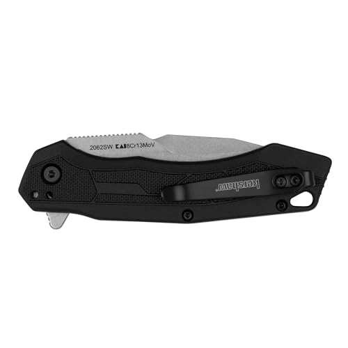 Image of Kershaw Analyst Pocket Knife, Black, 3.25 Inch Stainless Steel Tanto Plain Edge Blade, EDC with Assisted Opening, 4-Position Clip Carry, Everyday Carry Pocket Knife for Men and Women