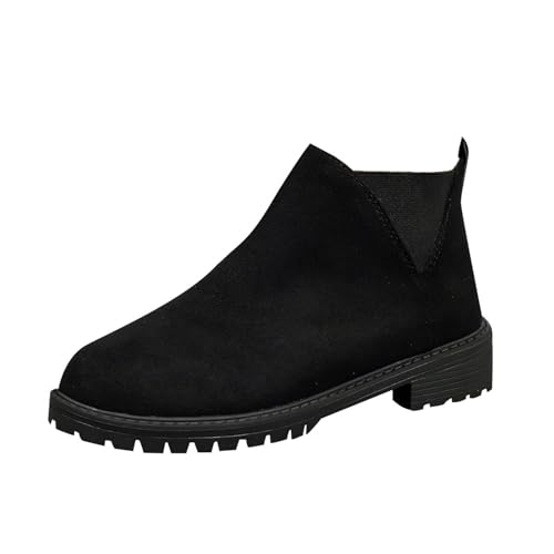 YAOJIWANG Botas Mujer Invierno Rebajas Botas Cortas Forradas con Pelo Antideslizante Botines Punta Redonda Botas Moda Snow Vintage Calzado Casuales de Tacón para Exterior e Interior 36-43 EU