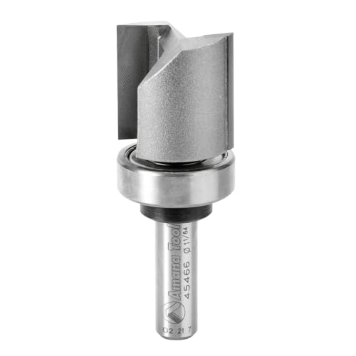 Image of Amana Tool 45466 Carbide Tipped Flush Trim Plunge Template Router Bit 1 Inch Dia x 1 Inch x 3 /8 Shank with Upper Ball Bearing