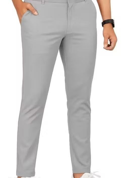 Image of Men's Blend Designer Formal Trousers - Trending Smart Fit Office Pants | Elastic Waistband