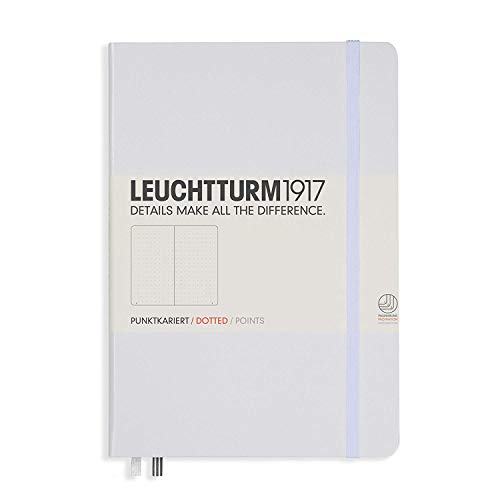 Leuchtturm1917 Medium A5 Dotted Hardcover Notebook (White) - 249 Numbered Pages