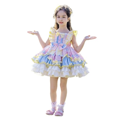 Quenny Spring/Summer Girls' Vest Skirt Children's Cartoon Fluffy Fashion Casual Princess Dress