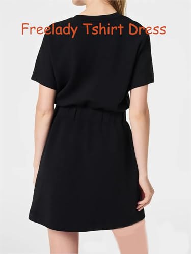 Freelady Tshirt Dress, Freelady Cinched T Shirt Dress, Summer Casual Short Sleeve Crew Neck Knee Length Travel Dresss3