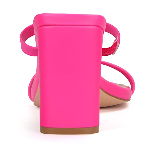 Image of Carcuume Women's Square Toe Two Strap Open Toe Block Heels Sandals Slip On Shoes