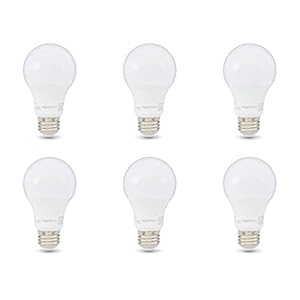 Amazon Basics 60W Equivalent, Daylight, Non-Dimmable, 10,000 Hour Lifetime, A19 LED Light Bulb | 6-Pack