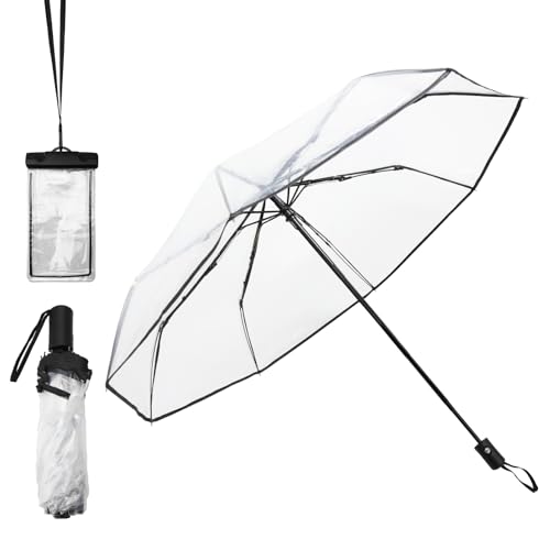 ZMDMAH Regenschirm Transparent, Durchsichtiger Regenschirm Durchsichtig, Transparenter Regenschirms, Umbrella Transparent, Regenschirme, Taschenschirm Automatik, regenschirm durchsichtig groß