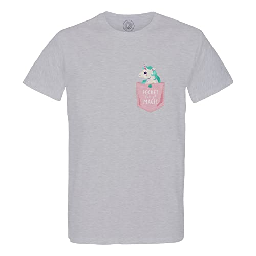 T-shirt homme col rond coton bio poche imprimée licorne motif original et tendance