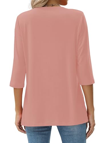 Image of JomeDesign Womens Tops 3 /4 Sleeve Shirts Round Neck Loose Casual Blouses