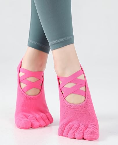 Image of SPENCIAL'S Women Non Slip Yoga Socks With Grips,Cotton Pilates Sports Athletic Dance Short Socks for Girls Ballet Pratice