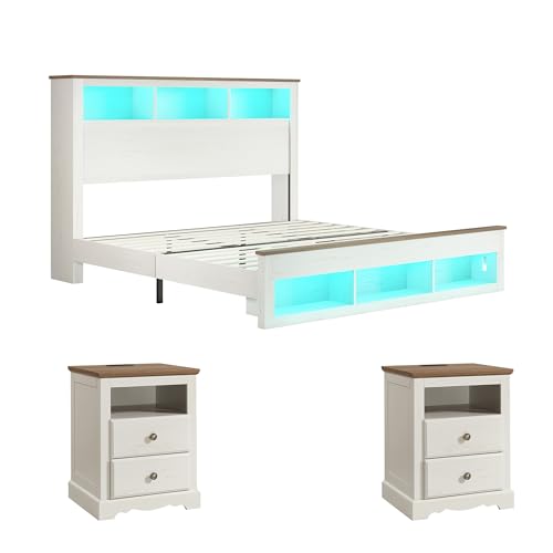 AMERLIFE King Bed & Nightstands Set