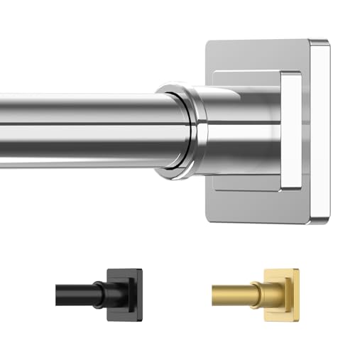 UIOSANRT Stainless Silver Shower Curtain Rod 31-79 Inches Non-Slip Shower Rod Tension Mounted No Drill Shower Curtain Rods Spring Tension Rod Adjustable Tension Curtain Rod for Windows Bathroom