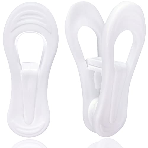 Image of TOFIIGREM White Hanger Clips for Plastic Hangers 60 Pack, Multi-Purpose Plastic Clips Easily Add on Clothes Skirt Hangers, Strong Finger Clips for Home, Office, Closet