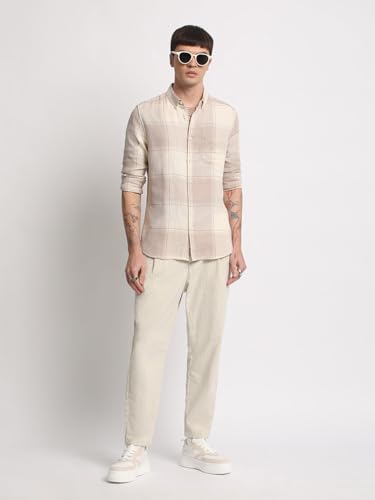 Image of The Bear House Men Cotton Checkered Slim Fit Shirt