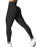YEOREO Women Seamless Workout Leggings Gym High Waist Smile Contour Yoga Pants Black M