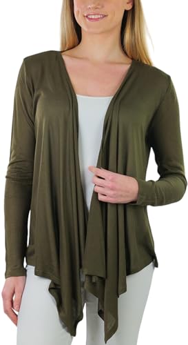 Image of ToBeInStyle Womens Open Front Long Sleeve Lightweight Asymmetrical Draped Cardigan with Side Pockets