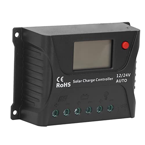 Controlador de Carga Solar, 12V 24V Reconocimiento Automático Buena Protección Regulador de...