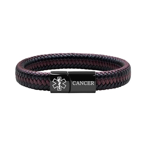 Oneress Pulsera Contra el cáncer, pulsera de estilo de vida y salud, pulsera médica con información de contacto de emergencia, ideal para enfermedades YA5551