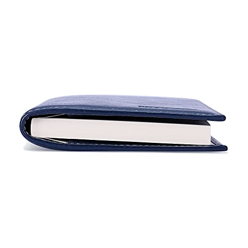 Image of HISCOW Minimalist Checkbook Cover - Full Grain Leather, Antiqued Blue, One Size, Minimalist