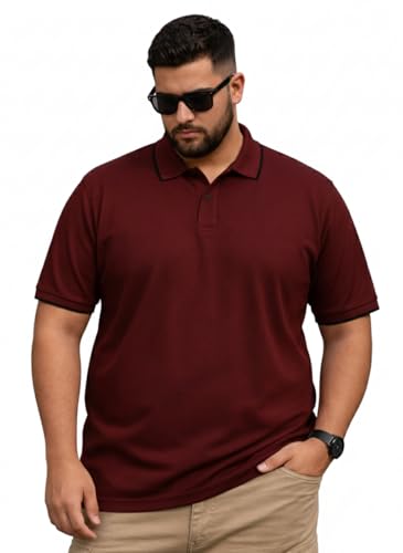 Image of Veirdo Men's Classic Fit Plus Size Polo T-Shirt, Half Sleeve, Stylish Cotton Tee, Formal & Casual Wear, Comfortable & Durable (3XL-5XL)