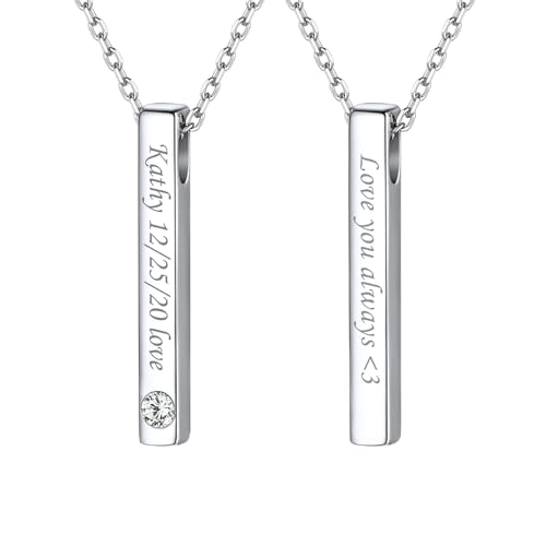 ChicSilver Customizable Vertical Bar Pendant Necklace 925 Sterling Silver Y Necklace Simple Fashion Jewelry Gifts for Women D. 4mm Vertical Bar-Silver