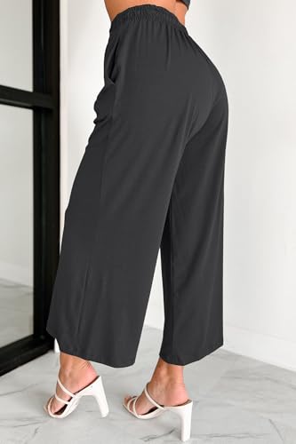 Capri Cropped Wide Leg Pants Women Palazzo Flowy Summer Ankle Lightweight Pant Lounge Casual Loose Beach Clothes 20254