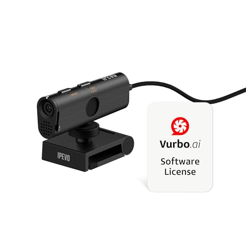 IPEVO VurboCam 4K Vurbo.ai - Câmara Web alimentada por Vurbo.ai, câmara USB Ultra HD de 13 MP para PC/Mac, notas de reuniões de IA, tradução em tempo real, microfone de redução de ruído, plug