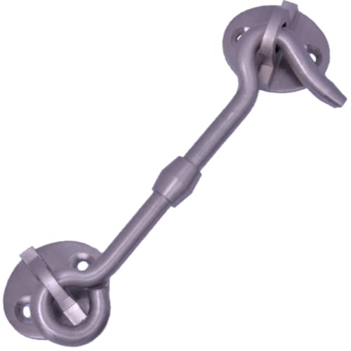 Image of RISEOM Brass Gate Hook and Eye /Window Hook for Double Doors Gates /Windows (Heavy Oval Eye) (Silver-4 inch, Pack of 14)