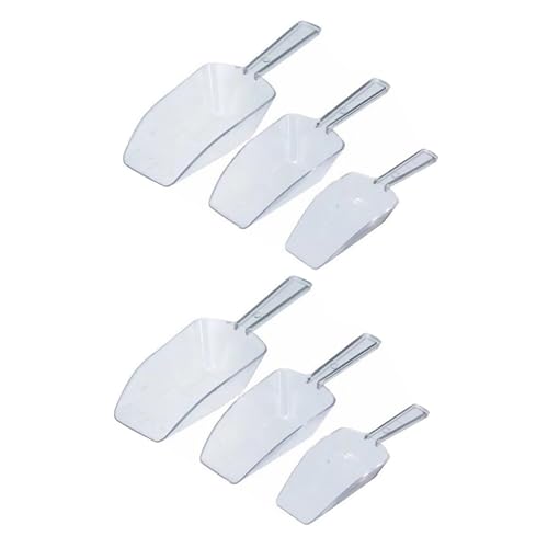 Unomor 2sets Transparent Plastic Scoops of Food Shovels for Flour Cereal Candy Comfortable Handle for Kitchen Home Use Lightweight and