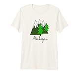 Michigan Camping Forest Woods Mountains Camp Hike Camper Premium Tri-Blend T-Shirt