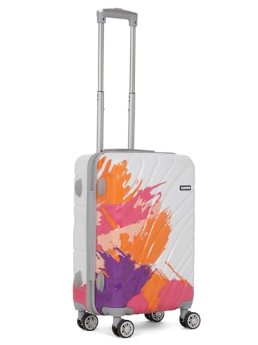 Image of Teakwood World Small 55 cm Cabin Size Trolley Bag Polycarbonate 360 Degree 8 Wheels Luggage Bag with TSA Lock, Adjustable Handle Trolley Bags for Travel, Suitcase for Travel | Wave Pink