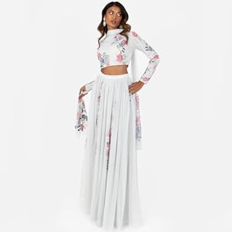 Maya Deluxe Women's Indian Traditional Dress for Women Outfit Lengha Choli Lehenga Saree Skirt and Top Dupatta Coord Set for Wedding Guest Top Skirt Coord (pack of 1)