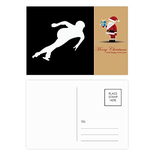 Cartes postales Père Noël patinage noir au design hivernal