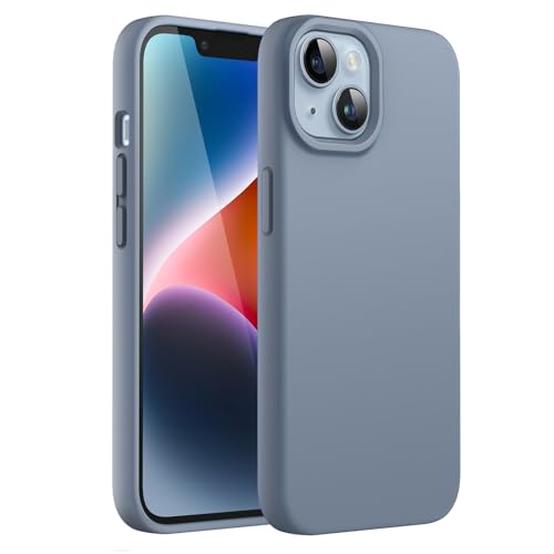 JETech Cover Silicone per iPhone 14 6,1 Pollici, Protettiva per Tutto il Corpo Morbida al Tatto, Custodia Antiurto con Fodera in Microfibra (Azzurro Sierra)