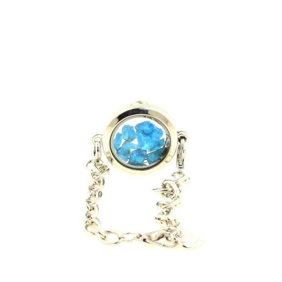 A BijouxRaw neon blue Apatite bracelet model Medallion 25 mm