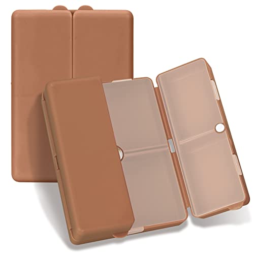 Image of FYY Travel Pill Organizer,7 Compartments Large Pill Box Medicine Case-Brown