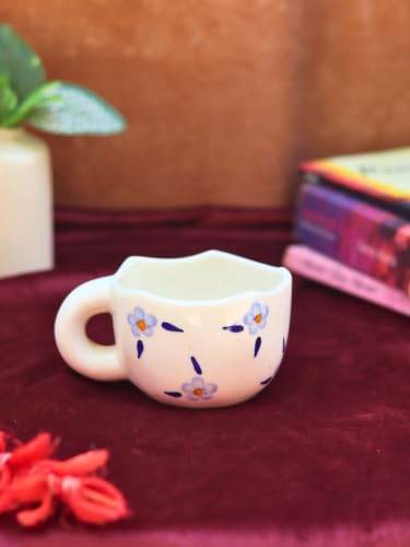 Image of WEAVING HOMES Daisy Bloom Mugs for Office, Stylish Tea Cups for Woman, Modern Coffee Mug for Travel (250 Ml) (1, WEAVING HOMES Blue Blossom Mug 220ml Microwave & Dishwasher Safe)