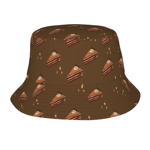 Chapeau cloche réfléchissant avec imprimé gâteau au chocolat – Chapeau de soleil unisexe pour voyage, plage, homme et femme, léger et pliable, noir, taille unique, Noir/blanc, taille unique