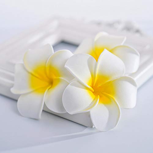 Zoestar Hawaii Plumeria Flower Hair Clips 3Pcs Beach Flower Foam Hair Accessory For Women #TOP1