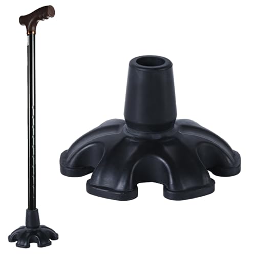 Embout Bequille, 6 Branches Embout Canne de Marche, Caoutchouc Autoportant, Diamètre 19 mm Pieds Hexagonaux en Caoutchouc pour Canne Pliable, Noir