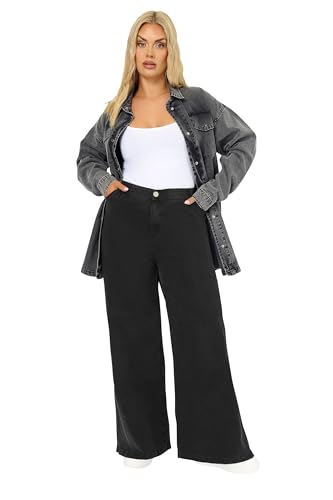 Yours Curve Wide Leg Slouchy Jeans - Women's - Plus Size Curve Black