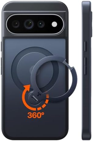 TORRAS Ostand Q3 Spin für Google Pixel 11 Pro XL Hülle Schwarz | (360°Magnetischer Ständer) TOP Militärschutz Stoßfest Kratzfeste Matt Rückseite Handyhülle Pixel 11 Pro XL Case