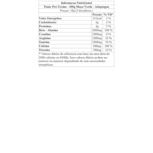Adaptogen Panic Pré Workout Maça Verde 300G